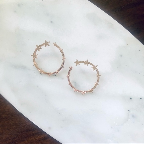 Star Earrings Stud Hoop - Picture 2 of 6